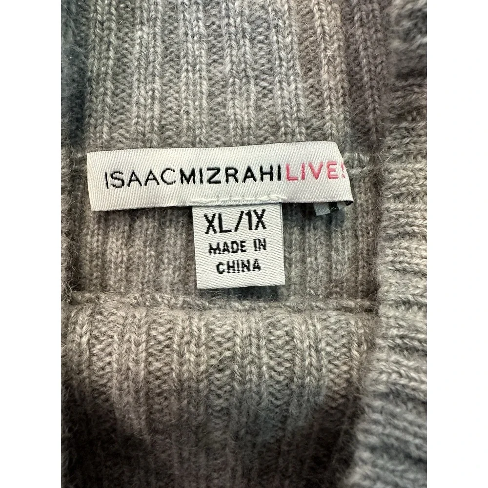 Isaac Mizrahi Live 100% Cashmere Pullover Cardigan Sweater Shawl Grey Size XL 1X
